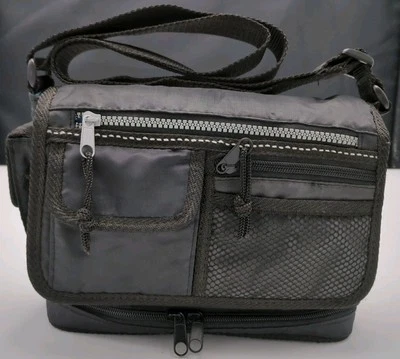 Vtg Y2K Shoulder Bag Travel Utility Multi Pocket Insulated Cosmetic Compartment - Image 1 of 4