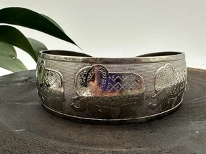 Brazalete brazalete elefante vintage de plata de ley - Imagen 1 de 10