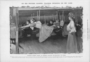 Impresión antigua 1907 - ESLINGA DEPORTIVA natación tierra seca invención alemana (296) - Imagen 1 de 1