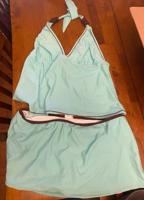 Traje de baño/dama Ocean Avenue talla 12/azul y marrón Foto 1 de 4