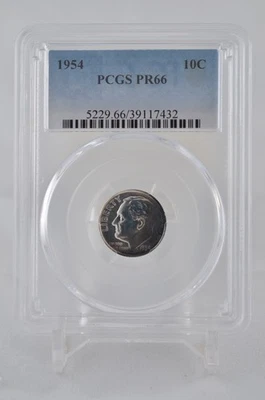 PR67 1954 PCGS GRADED PROOF SILVER ROOSEVELT DIME RARE UNC. NATURALLY TONED COIN - Image 1 of 4