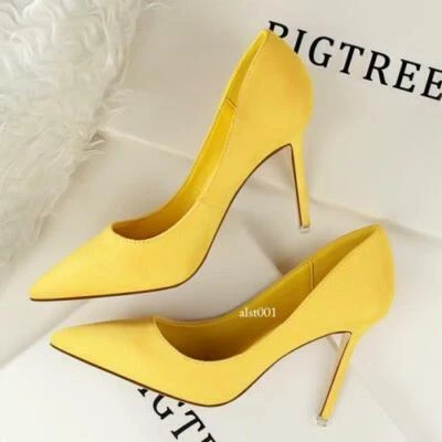 Sexy Women's Pointed Toe Slip on Shoes Faux Suede Slim High Heels Ol Pumps Party - Image 1 of 4
