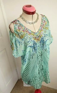 TOPANGA Blue Embellished TOP Size S M Aus 10 USA 6 NWT Beaded Blouse Mermaidcore - Bild 1 von 6