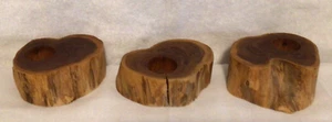 Wood Candlestick Candle Holders Set of 3 Approximately 5 in Diameter Handmade - Picture 1 of 5