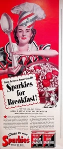 1942 Quaker Oats Across America It's Sparkies for Breakfast Print Ad Giant Spoon - Picture 1 of 2