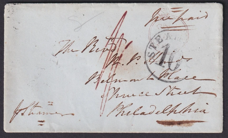 BARBADOS: (19364) ABADÍA DE SAN NICHOLAS/coronado Circ. Cancel/Via St.Thom cubierta 1853 Foto 1 de 4