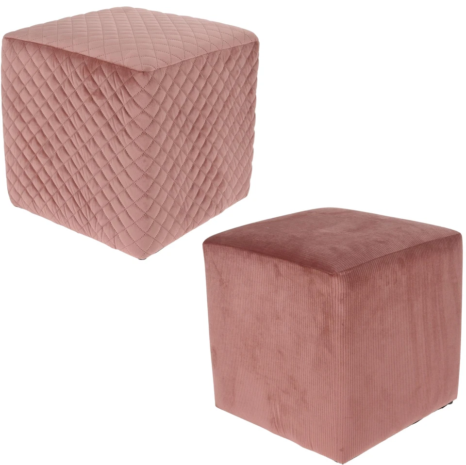 Dekohocker CUBE Altrosa Velours - Samt Rosa Sitzhocker Hocker 32x32x34cm - Bild 1 von 1