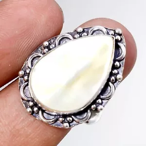 Perlmutt Edelstein handgefertigt Mode ethnisch Geschenk Schmuck Ring 9,50" SR... - Bild 1 von 7