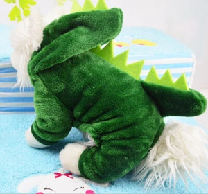 Warm Winter Pet Dog Clothes Hoodie Coat Halloween Dinosaur Costume Clothing - Picture 1 of 8