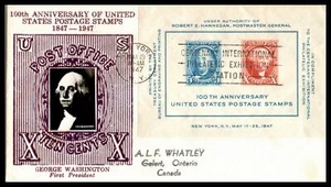 1947 Stamp Centennial FDC Sc 948-39 with Crosby real photo cachet (12 - Picture 1 of 1