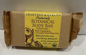 Crabtree & Evelyn Naturals Botanical Body Bar Pink Grapefruit Cucumber 5.3oz NEW - Picture 1 of 2