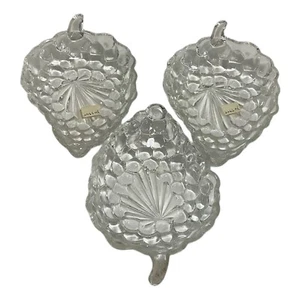 Vintage Set of 3 Anchor Hocking Clear Glass Grape Cluster Candy Nut Dish - Picture 1 of 7