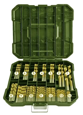 PEAK-CUT 99Pcs HSS Drill Bit Set Titanium Jobber Twist Drill Kit Steel Metal 1/16"-3/8"
