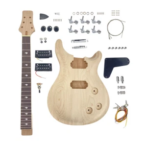 Nuovo set fai da te kit chitarra 22 fret legno mogano collo gutiar corpo chitarra acero top - Foto 1 di 7