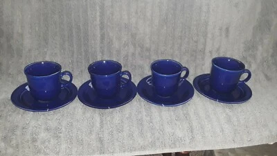 MINT! 8 pc lot COBALT BLUE Gibson CUPS & SAUCER set Annapolis(?)  - Image 1 of 4