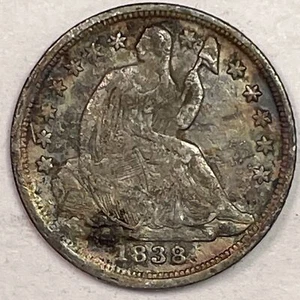 1838 Large Stars Seated Liberty Half Dime Extremely Fine XF Coin #18282 - Picture 1 of 3