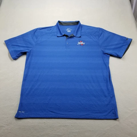 Tulsa Golden Hurricane Nike Polo Shirt Size XXL 2XL Blue Striped Swoosh Golf Cover