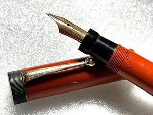 Restored 1920's Parker Sr. Duofold Lucky Curve Chinese Red Permanite ink pen - Picture 1 of 7