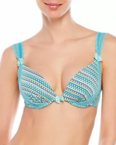 Passionata by Chantelle 32A Push Up Bügel BH Blau Geometrisch - Bild 1 von 2