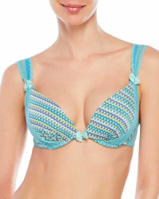 Sujetador push up con aros Passionata by Chantelle 32A azul geométrico Foto 1 de 2