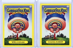 Pegatinas base Garbage Pail Kids Flashback 3 PUMPING AARON & WILL EXPLODE 37A/B - Imagen 1 de 1