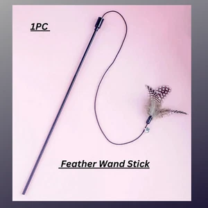 Cat Kitten Feather Wand Stick Cat Teaser Dangle Bell Interactive Play - Picture 1 of 3