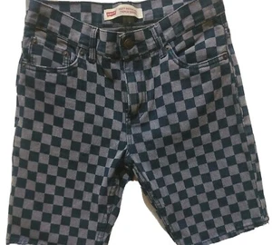 Levi's 502 Regular Tapered Short Kids 16/ 28in Waist Blue Denim Check - Picture 1 of 10