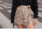 Zara Beige Snake Skin Print High Waisted Skort Skirt Short Size Small