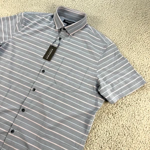 Mizzen + Main Leeward Short Sleeve Shirt Mens Medium Stretch Button Up Stripe - Picture 1 of 11
