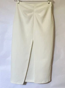 Zara Skirt Women Sz M Off White Front Asymmetrical Split Cinched Waist NWT Flaws - Picture 1 of 15
