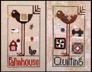 2 Long Legged Birds - Farmhouse Bird and Quilting Bird - Cross Stitch Charts - Picture 1 of 3