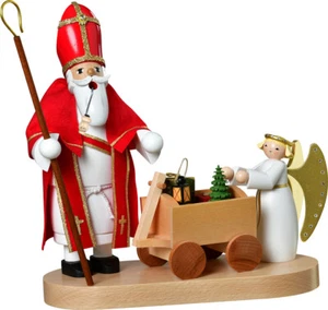 KWO - Räuchermann Heiliger St. Nikolaus m. Christkind, Holzkunst, 23cm - Picture 1 of 1