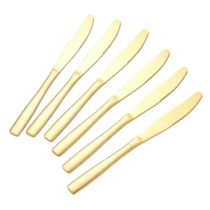 6er Set goldene Tafelmesser aus hochwertigem Edelstahl - Modern & Elegant - Bild 1 von 4
