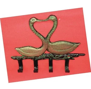 Bird Pair Shape Antique Style Handmade Brass Towel Key Cloth Wall Hanger Hook - Picture 1 of 4
