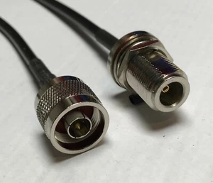 N macho a n hembra mamparo 3 pies aci195 cable coaxial cola de cerdo saltador EE. UU. fue - Imagen 1 de 3