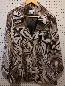 Susan Graver 2X 3 Button Jacket Black Gray White Animal Print zebra - Picture 1 of 4