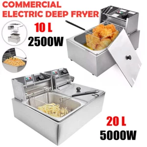 Kommerzielle 10L/20L Elektro Fritteuse Fett Chip Einzel Doppeltank Edelstahl - Bild 1 von 35