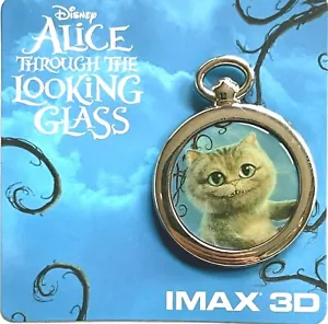 NUEVO RELOJ PINBACK DISNEY'S ALICE THROUGH THE LOOKING GLASS CHESHIRE CAT IMAX 3D - Imagen 1 de 5
