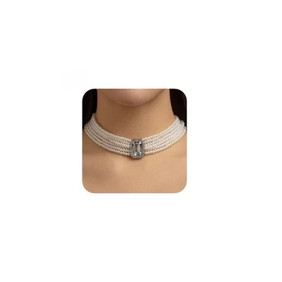 Mujeres Boho Multicapa Años 20 Estrás Collares Verde Rojo Delicadas Perlas En Capas Foto 1 de 4