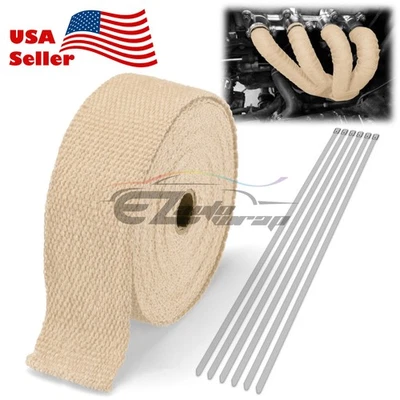 Tubo de escape beige tostado aislamiento térmico envoltura térmica cabezal motocicleta 2" x 50' Foto 1 de 4