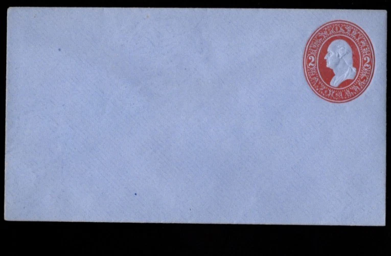 U229, George Washington 2c, red stamp on blue envelope, back flap open - Image 1 of 1