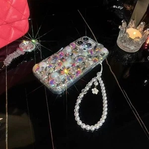 For iPhone Samsung Honor Case Bling Diamond Glitter Luxury Phone Cover +Bracelet - Picture 1 of 8