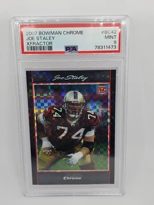 2007 Bowman Chrome Joe Staley Xfractor RC /275 PSA 9 MINT POP 1 - Image 1 of 2