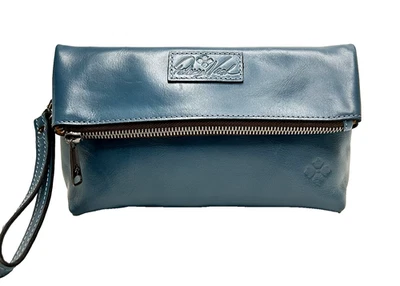 Bolso sin asas PATRICIA NASH "Valerie" de cuero plegable azul niebla nuevo Foto 1 de 4