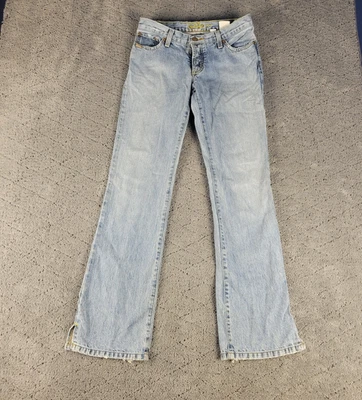 Pantalones de mezclilla vintage Cruel Girl para mujer 1 botón bootcut azul mosca lavado ligero tiro bajo Foto 1 de 4