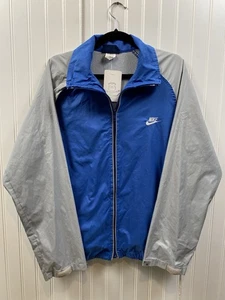 True Vintage 1980s Nike Full Zip Windbreaker Jacket Men’s Medium Blue Swoosh - Picture 1 of 9