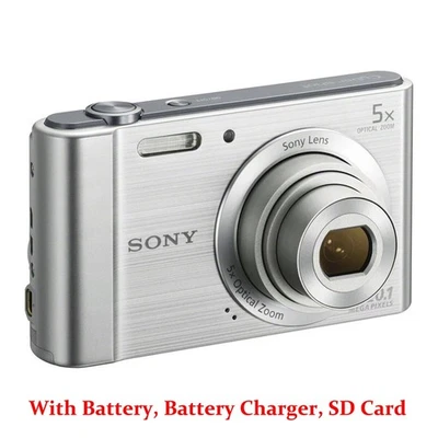 Sony Cyber-shot DSC-W800 Digital Camera 20.1 MP f/6.4 5x Optical Zoom Silver 85% - Image 1 of 4