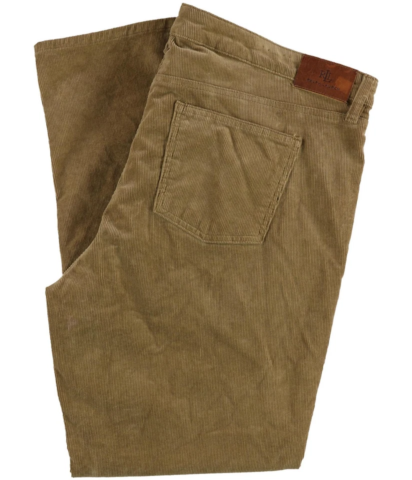 Lauren Ralph Lauren Pants Womens 16W Camel Corduroy Straight Leg Mid Rise