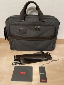 TUMI Alpha 3 3-Way Business Bag Gray/Brown Used with Strap From Japan - Picture 1 of 12
