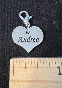 Charm cuore personalizzato con chiusura aragosta (Andrea) - Foto 1 di 2